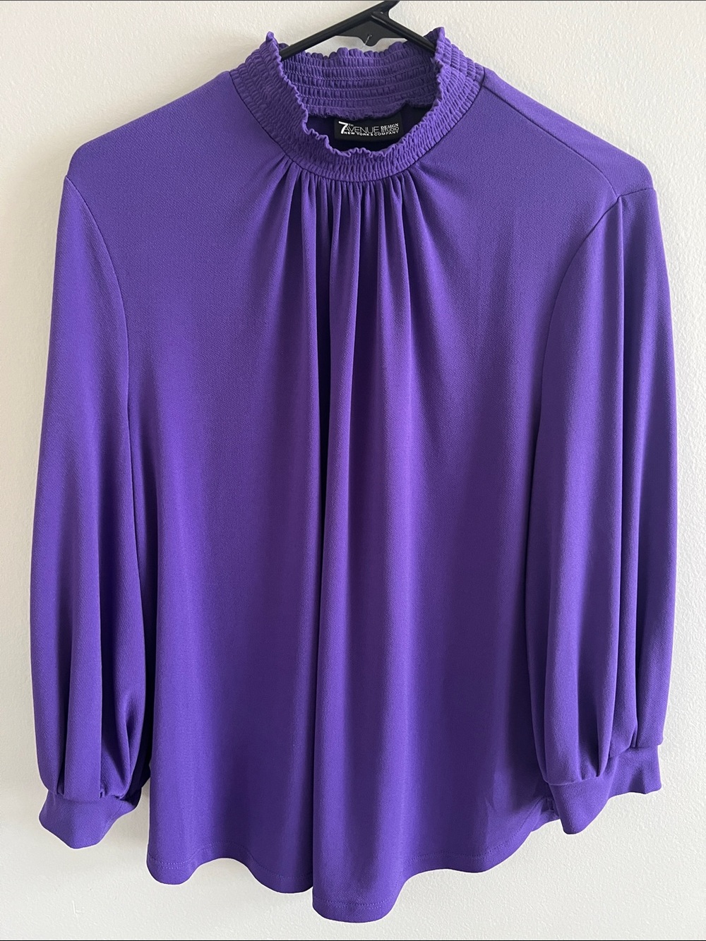 Violet Smocked Neck Long-Sleeve Blouse